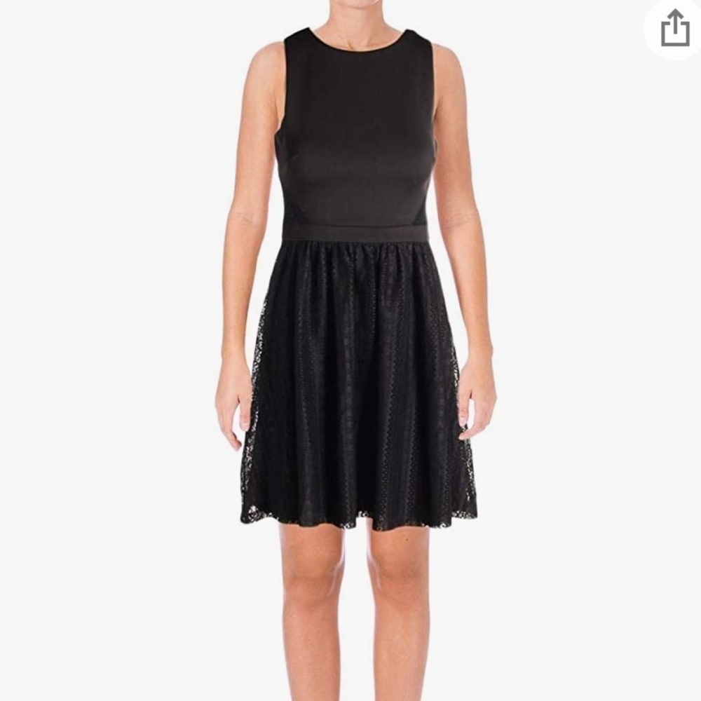 Jessica Simpson Black Scuba Lace Fit-and-Flare Dress Size 6 Formal Hoco Dance